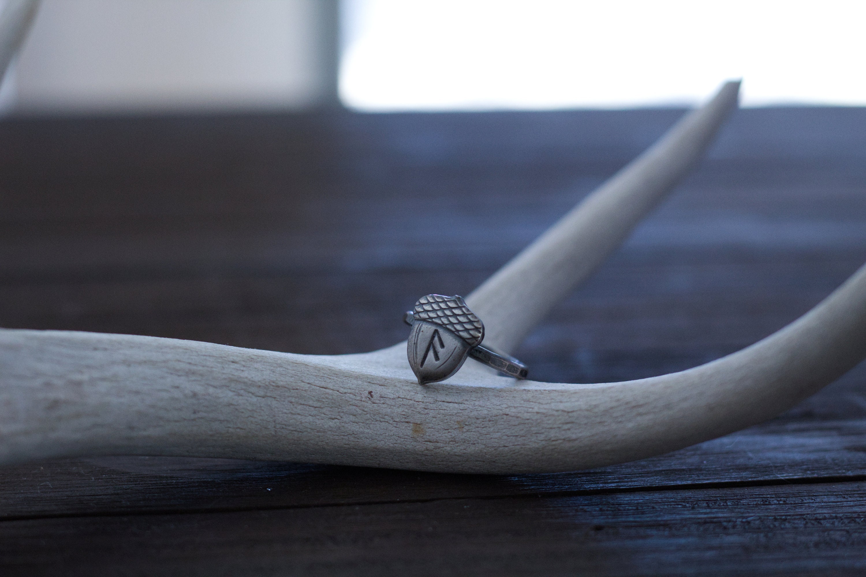 Silver Acorn Rune Ring - Custom Elder Futhark Rune - Viking Jewelry ...
