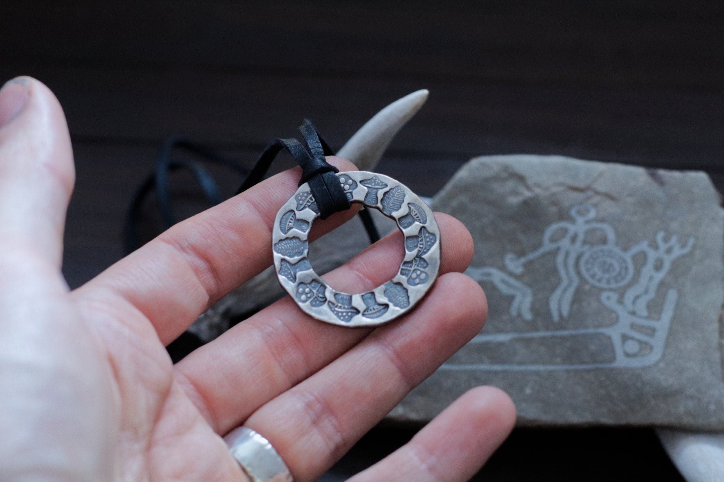 Fairy Ring Pendant - Mushroom Jewelry - Witchy Necklace - Wiccan - Green Witch - Forest - Hexenkreis