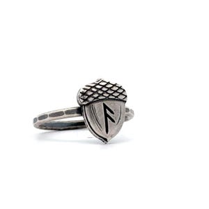 Silver Acorn Rune Ring - Custom Elder Futhark Rune - Viking Jewelry ...