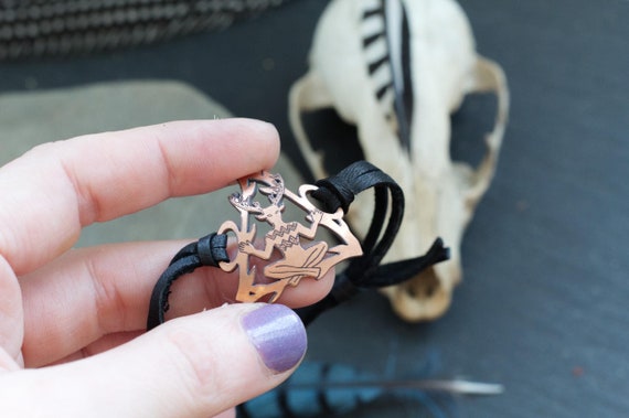 God Cernunnos Bracelet Jewelry, Witchy Pagan Jewelry, Celtic Forest, Witchy Girlfriend Gifts, Pagan Gifts Men Women, Deer Leather Bracelet