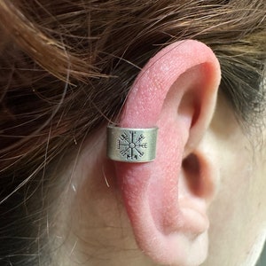 Vegvisir Tiny Fine Silver Ear Cuff Norse Mythology Pagan Symbol Viking Compass Beard Bead image 5