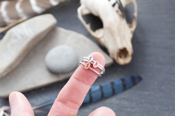 Tiny Rune Ring - Viking Jewelry - Rune Ring - Viking Rune Jewelry - Norse Pagan Ring - Elder Futhark Runes
