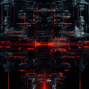Crimson Data Crucible – Dark Tech Glitch Wall Art / VOID I