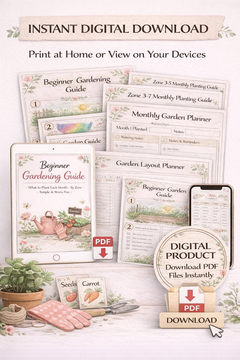 Beginner Gardening Guide Printable Monthly Planting by Zone Garden ...