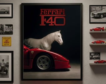 Ferrari F40 Giclée Poster | Klassische Supersportwagen-Wandkunst