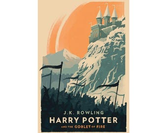 Triwizard Tournament Poster, Feuerkelch Wandkunst, Hogwarts Winter Print, magisches Turnier Dekor, Zauberwelt Vintage Kunst