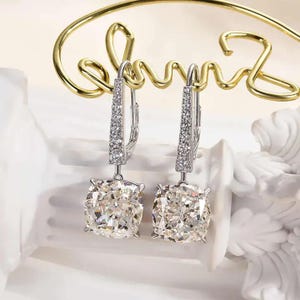 Sterling Silver Radiant Cut Ruby Drop Earrings – Luxury Wedding Jewelry