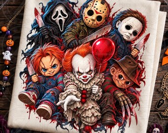 Horror Characters PNG, Slasher Movie Collage (Digital Download)