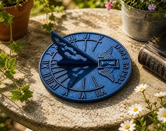 Antieke zonnewijzer nautisch decor | 9 inch bureauaccent in messingstijl, Tempus Fugit gegraveerd