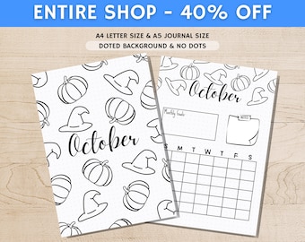 October Title Page - Summer Journal Title - October Calendar - PRINTABLE Calendar - Journal Title Page and Calendar - October Cover Page