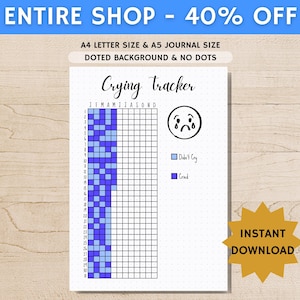 Rastreador de Choro - Página de Diário IMPRIMÍVEL - Página de Planejamento - Registro de Choro - Rastreador de Humor - Rastreador de Sentimentos - Rastreador de Emoções - Rastreador de Tristeza