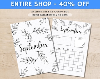 September Title Page - Summer Journal Title - September Calendar - PRINTABLE Calendar - Journal Title Page and Calendar - September Cover