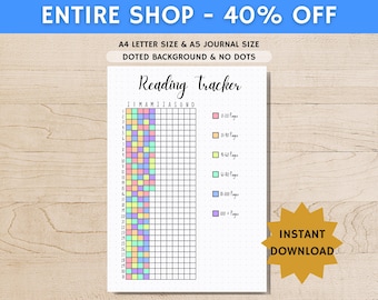 Reading Tracker - PRINTABLE Journal Page - Planner Page - Book Journal - Reading Log - Reading Tracker - Daily Habit Tracker - Page Tracker