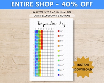 Temperature Log - Temperature Tracker - Weather Tracker - PRINTABLE Journal Page - Planner Page - Weather Log - Track Temperature