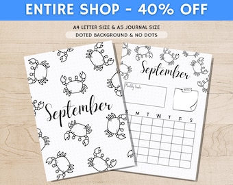 September Title Page - Summer Journal Title - September Calendar - PRINTABLE Calendar - Journal Title Page and Calendar - September Cover