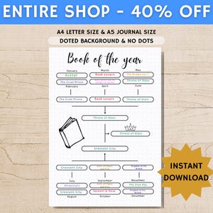 Book of the Year - Planner Page - Book Journal - Book Brackets - Reading Tracker - Book Tracker - Reading Journal - PRINTABLE Journal Page