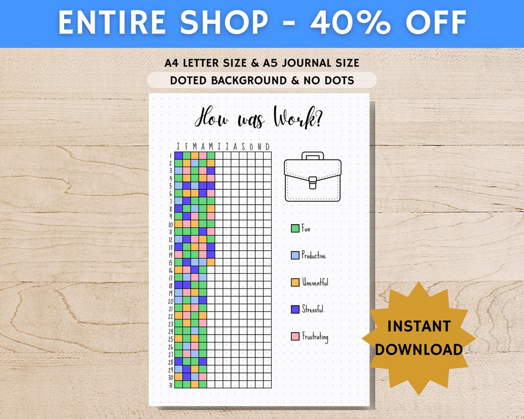 How Was Work Tracker - PRINTABLE Journal Page - Planner Page - Yearly ...