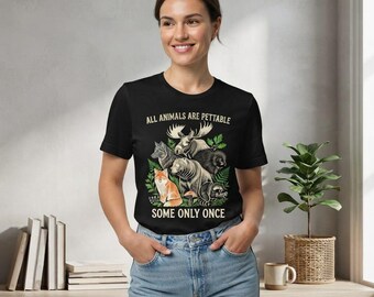 面白い野生動物Tシャツ、森の動物、クマ、ヘラジカ、オオカミ、キツネ、アライグマ、自然Tシャツ