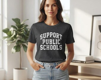 公立学校支援Tシャツ、教師感謝、教育擁護Tシャツ、バーシティスタイル