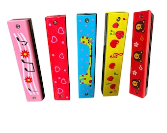Wooden Harmonica for Kids – Hand Painted Musical Toy – Eco Friendly Gift