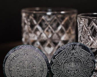 Slate Coasters – 4” Round – Personalized Indigenous & Sun Calendar