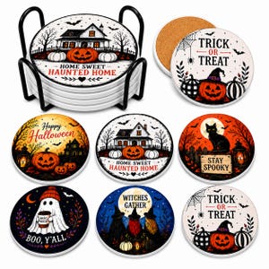 Juego de 6 posavasos de cerámica de Halloween