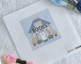 Mini Bookshop 18 Mono Mesh Needlepoint Canvas | Hand-Painted Beginner Kit