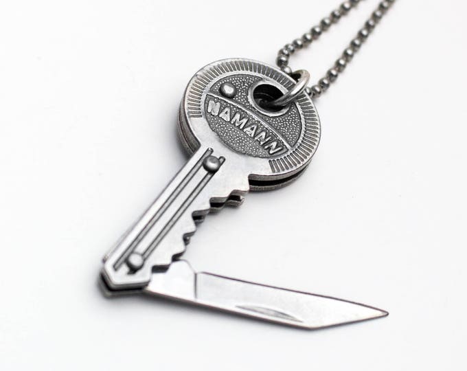 Silver Key Knife Necklace Hidden Knife Necklace Pocket Knife Etsy