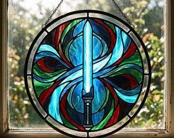 Disneyland Starwars Suncatcher, Light Saber Starwars Window Hanger, StarWars Stained Glass Art, Sci-Fi Window Hanging, Geeky Home Decor