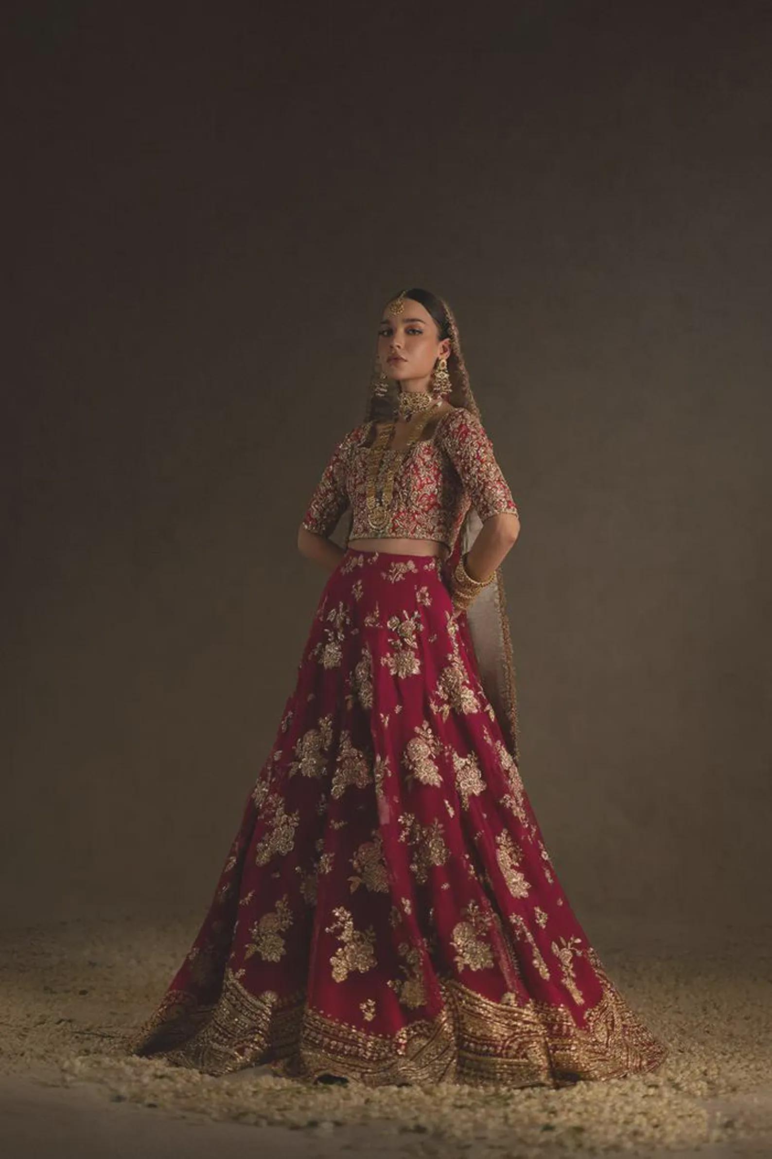 Pakistani Red and Gold Bridal Dress - Etsy Pakistani Red and Gold Bridal Dress - Etsy