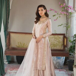 dusky pink asian dress Buy Pink Chinese Collar Neck Sharara Suits Online for Women in USA