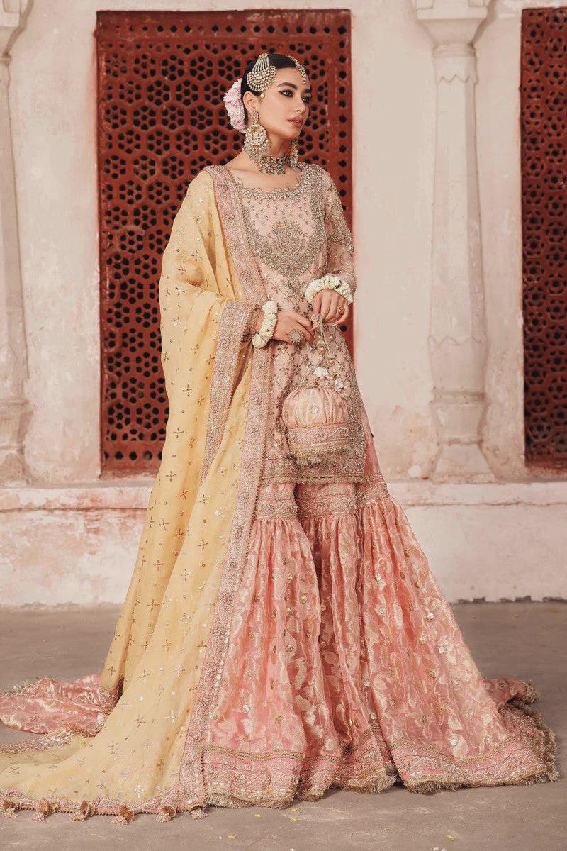 chinese dress ladies Raw Silk Pakistani Bridal Maxi Dress for Wedding Wear in Pink Small