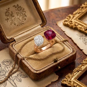 Nudo Style Ruby Quartz Ring, Open Rose Gold Ring, Double Stone Statement Ring, Cushion Cut Red Gemstone Ring, Modern Minimalist Jewelry