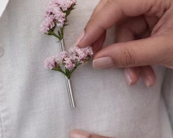 Spilla porta-piante in argento - Spilla a forma di fiore in provetta, spilla botanica moderna - Per uomini e donne, regalo per gli amanti delle piante, gioielli minimalisti