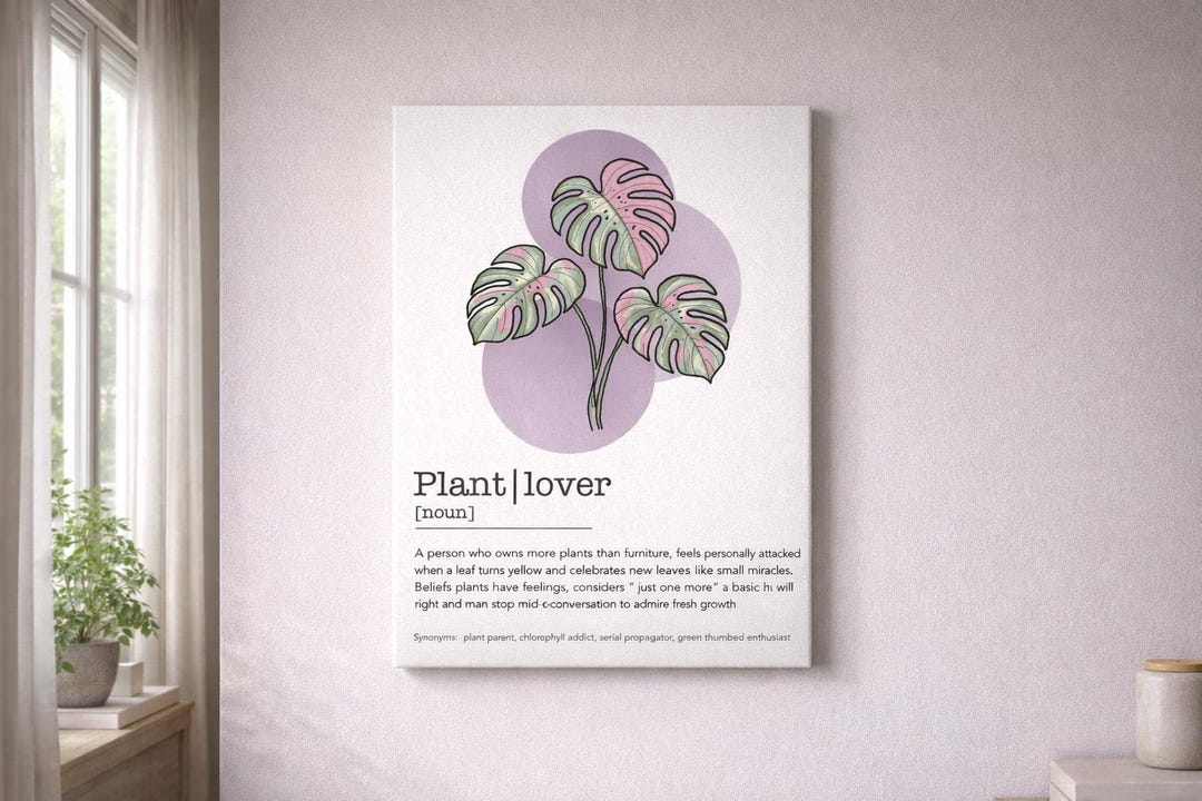 Plant Lover Definition Art Print | Pink Monstera Botanical Poster - Etsy