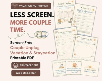 Couples Vacation Journal Printable | Screen-Free Travel Activities, Conversation Cards PDF