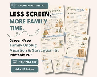 Family Vacation Activity Kit Printable | Road Trip Games, Conversation Cards, Screen-Free PDF
