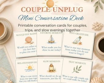 Printable Couple Conversation Cards, Date Night Questions & Road Trip Deck (PDF)