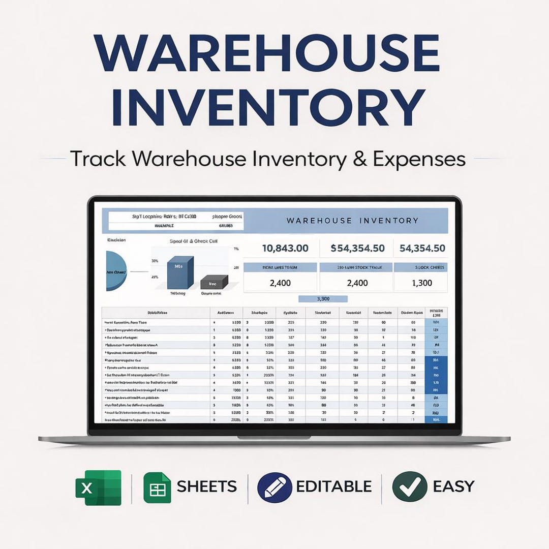 Warehouse Management Template | Inventory Tracking Spreadsheet (digital ...