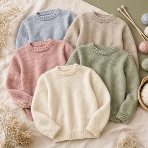 Basic Sweater Knitting Pattern PDF, Crew Neck Pullover, Unisex Jumper, Instant Download Today