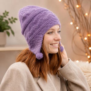 Patron PDF de bonnet lutin tricoté avec pompon et cache-oreilles - Téléchargement instantané