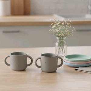 Liewood Kaninchen Trinkbecher Set • Taubenblau • Faune Grün • BPA-frei • Kleinkind Geschenk