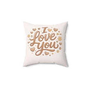 Almohada con texto "Te amo" / Almohada decorativa cuadrada, almohada para parejas, regalo para él o ella, almohada romántica, San Valentín