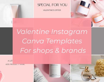 Valentine Instagram Canva Templates for Shops & Brands | Pink Aesthetic Social Media Posts