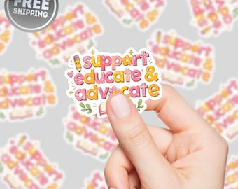 Paquete de pegatinas "Apoya, Educa, Defiende", Pegatina para profesores, Regalo para educadores, Decoración para el aula, Calcomanía para portátil, Regalo de agradecimiento para profesores