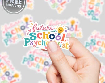 Pegatina de futuro psicólogo escolar, regalo para estudiantes de psicología, regalo para psicólogos escolares, pegatina para portátil, decoración para el aula, paquete de pegatinas para profesores