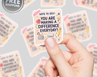 Pegatina "Marcas la diferencia todos los días", regalo para profesores, decoración para el aula, calcomanía para portátil, pegatina de motivación, agradecimiento a los profesores