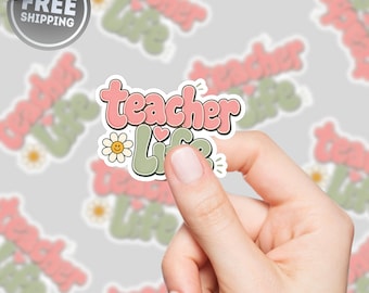 Pegatina "Vida de profesor", pegatina "Lindo profesor", calcomanía para portátil, regalo para profesores, regalo para educadores, decoración de aula, agradecimiento a los profesores