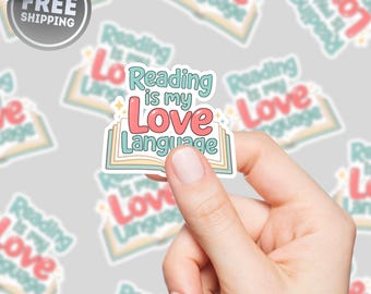 Pegatina "Leer es mi lenguaje del amor", paquete de pegatinas para amantes de los libros, pegatina literaria, regalo para lectores, pegatina para portátil, pegatina bonita para Kindle.