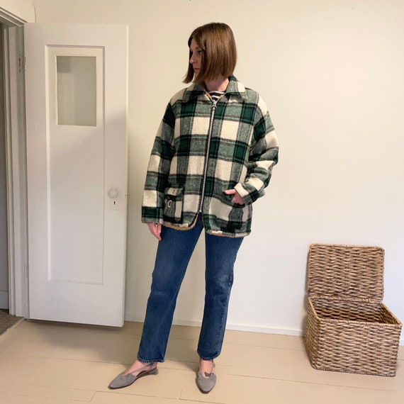 70s Plaid Wool Coat